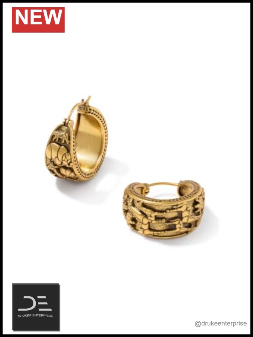 Animal Motif Gold Plated Hoop Earrings .88 Inch